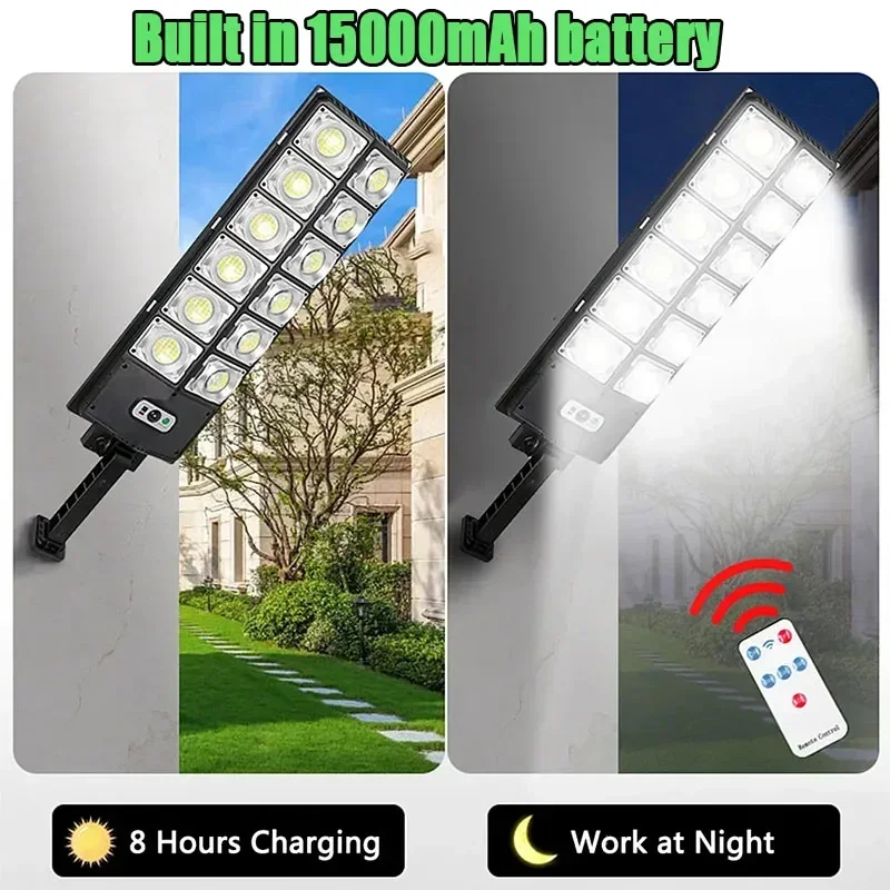 504LED 12000LM Motion Sensor LED Solar Lights Outdoor Brightest External Solar Lamp with Remote Control  Floodlight Street Light 3