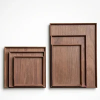 Square Tray Solid Wood Pallet Japanese Black Walnut Tableware Food Plate Rectangle Kitchen Supplies Hotel Serving Serving Tray 2