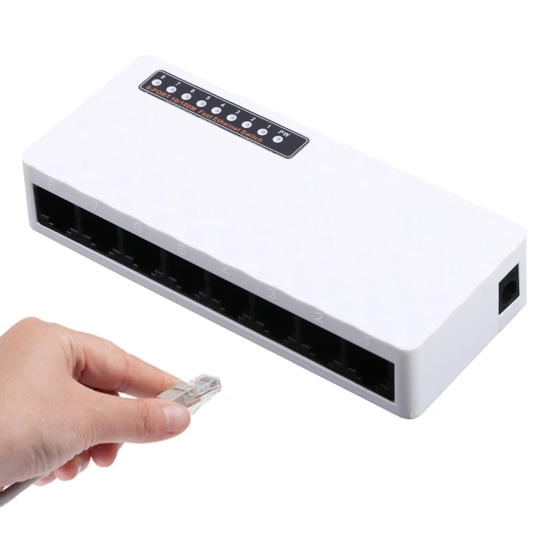 8포트 데스크탑 이더넷 분배기 10/100Mbps 이더넷 네트워크 스위처 어댑터
