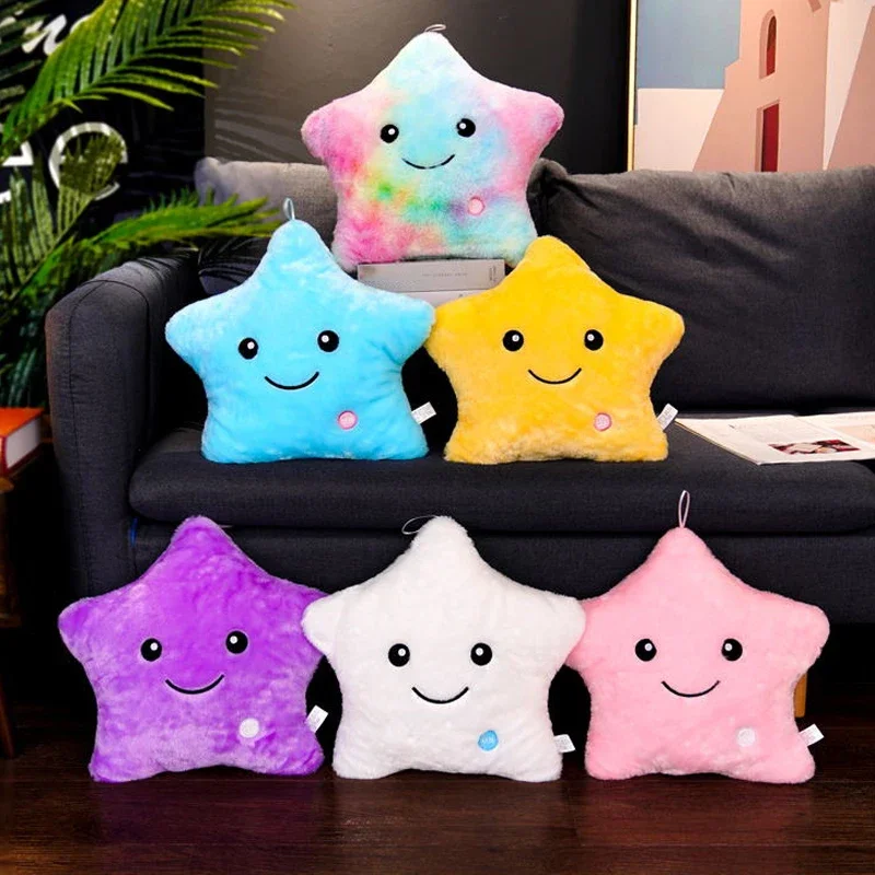 Plush Toy Electronic Star Plush Toy Stuffed Soft Star Pillow Doll LED Light Plush Glowing Soft Doll Baby Kid Toys Birthday Gift Home Decor