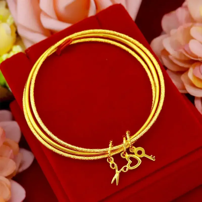 A gold shop with 9999 real gold bracelets, Three Life III for girlfriends, fashionable women's jewelry gifts