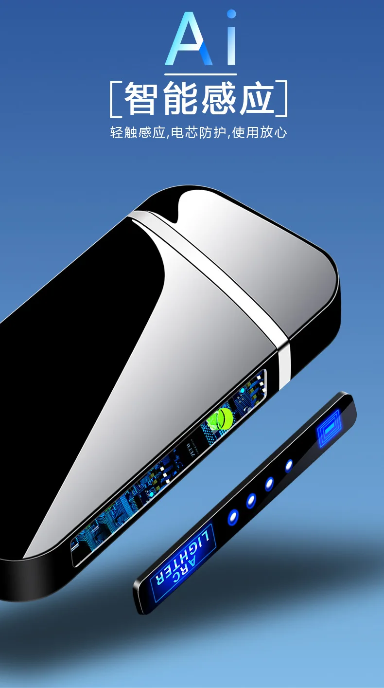 2025 New USB Rechargeable Metal Lighter Double Arc Men's Cigarette Ignition Tool Lighter Rechargeable Type C Type Free Delivery