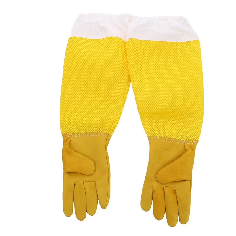 Beekeeper Gloves A Pair of Protective Beekeeping Gloves Net Goatskin Bee Keeping Vented Long Protective Sleeves Beekeeping Equipment And Tools