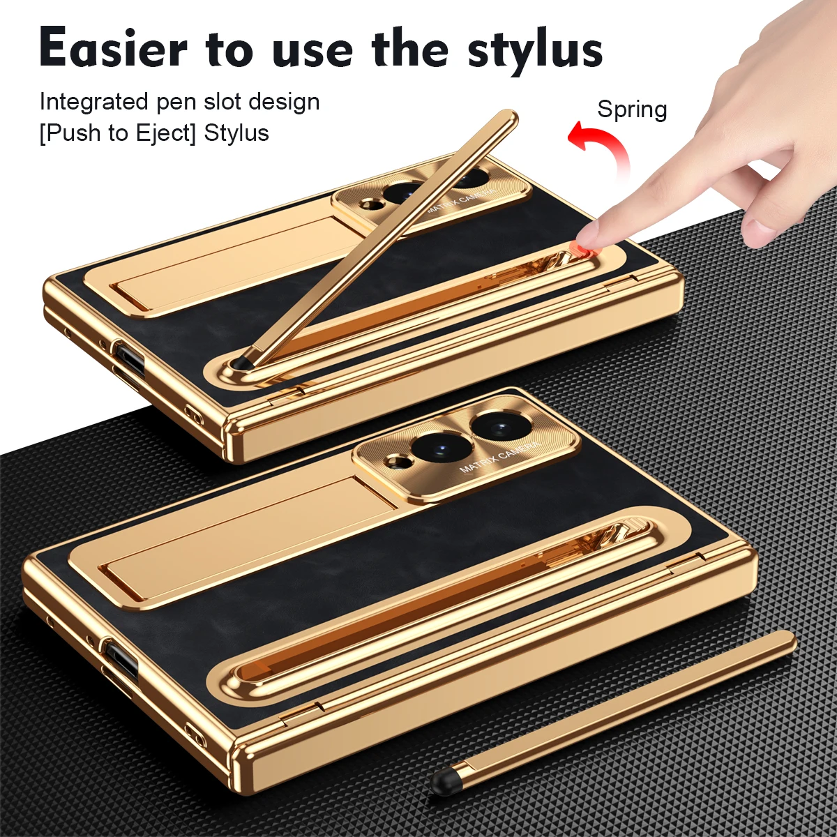 Premium Foldable Phone Case with Hidden Stand and Pen Slot - Includes HD Screen Protector