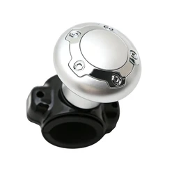 Steering Wheel Spinner Knob Booster with Rotating Handle (Silver)