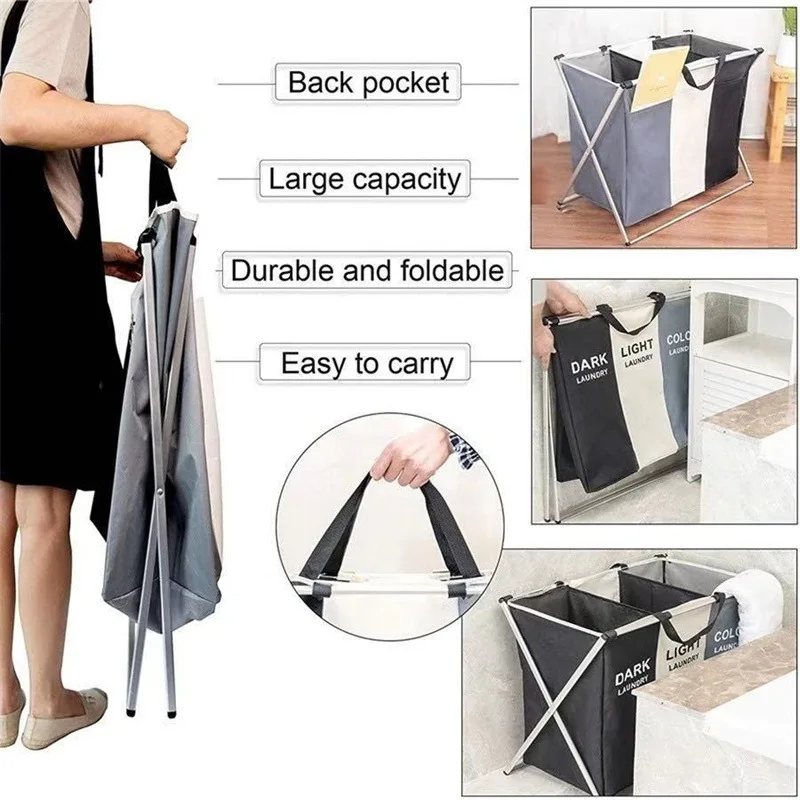 Dirty Clothes Laundry Basket Storing Waterproof Oxford Storage Bags Portable Foldable Clothing Toy Household Organizer 1/3 Grids