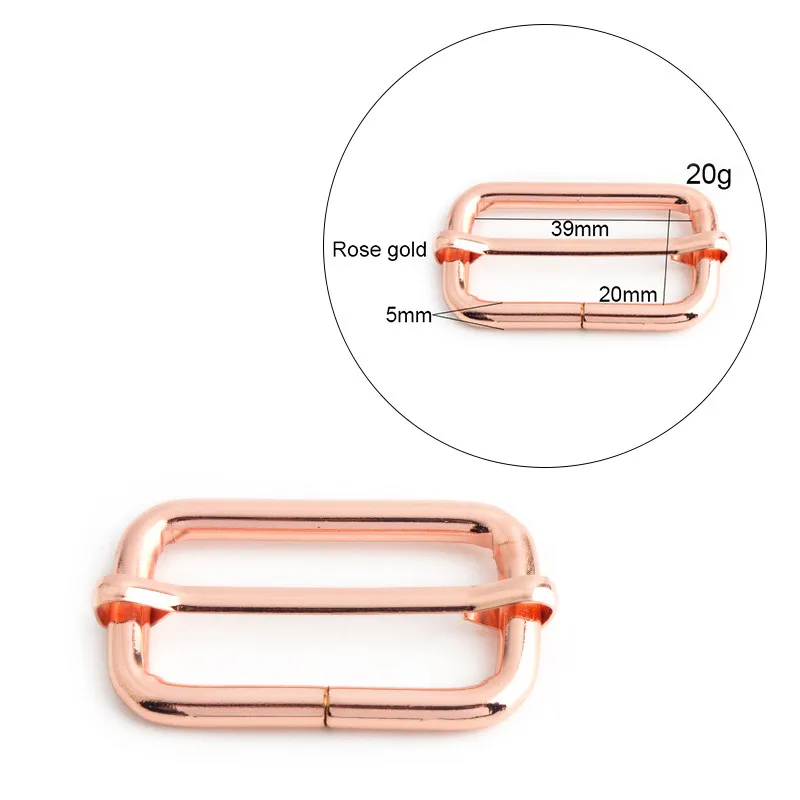 Rose Gold Metal Buckles and Sliders for Straps and Belts - Adjustable Tri Glide Accessory Set (5/10/20pcs)