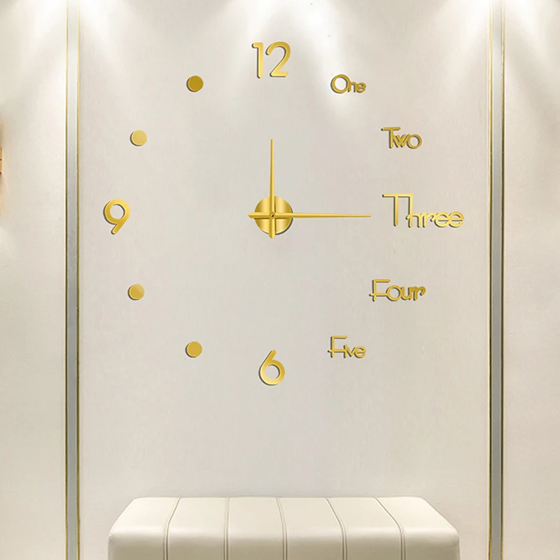 1 قطعة الإبداعية DIY 3D ساعة حائط مرآة ملصق التصمي...