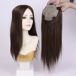 100% Best Quality European Remy Hair Topper 15x16cm Meddium Brown Straight Silk Base Human Hair Women Toupee 12-20inch