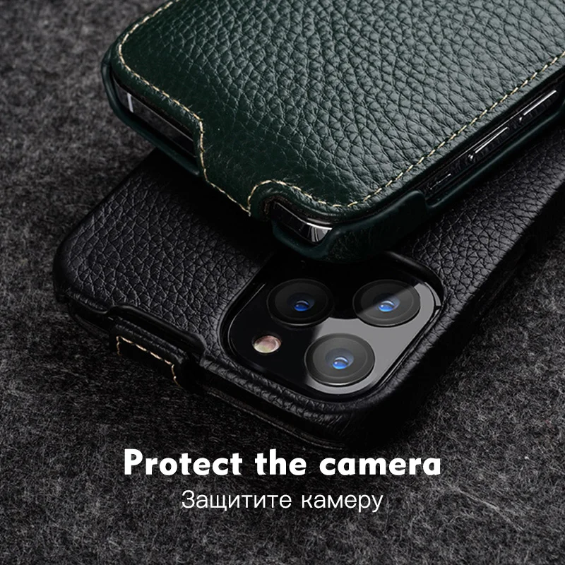 Melkco Handmade Genuine Leather Flip Case For iPhone 14 13 Pro Max Plus 12 mini Business Vertical Open Real Cow Phone Bag Cover