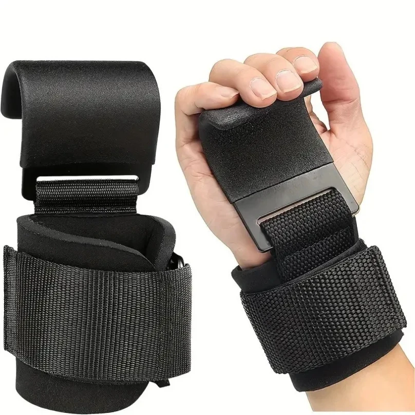 1Pc Weight Lifting Hook Grips with Wrist Wraps Hand-Bar Wrist Strap Gym Fitness Hook Weight Strap Pull-Ups Lifting Gloves weightlifting straps