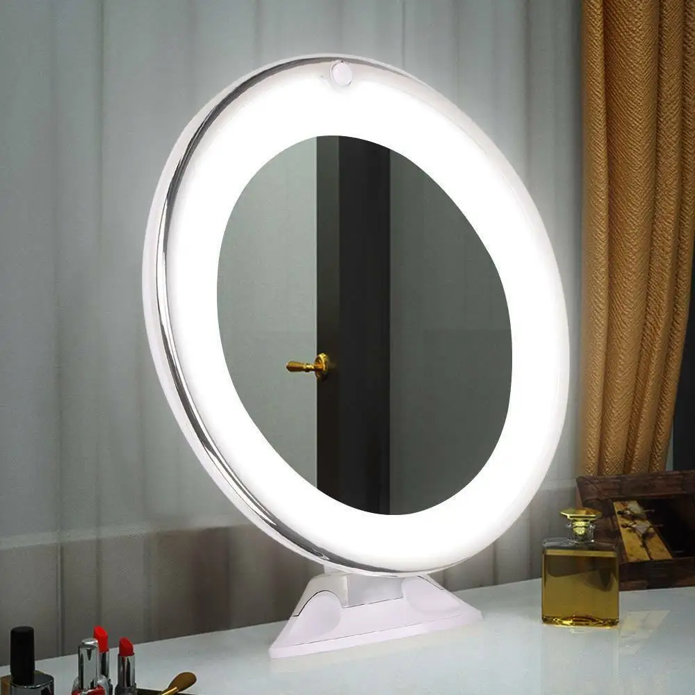 

LED Makeup Mirror with 10Lights 10X Magnifying Mirror Battery Suction Cup Folding Lighting Mirror White Cosmetic Vanity Mirrors