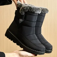 Bottes de neige imperméables avec fourrure pour femmes, talons bas, tendance, rinçage, chaussures d'hiver, 2024 2