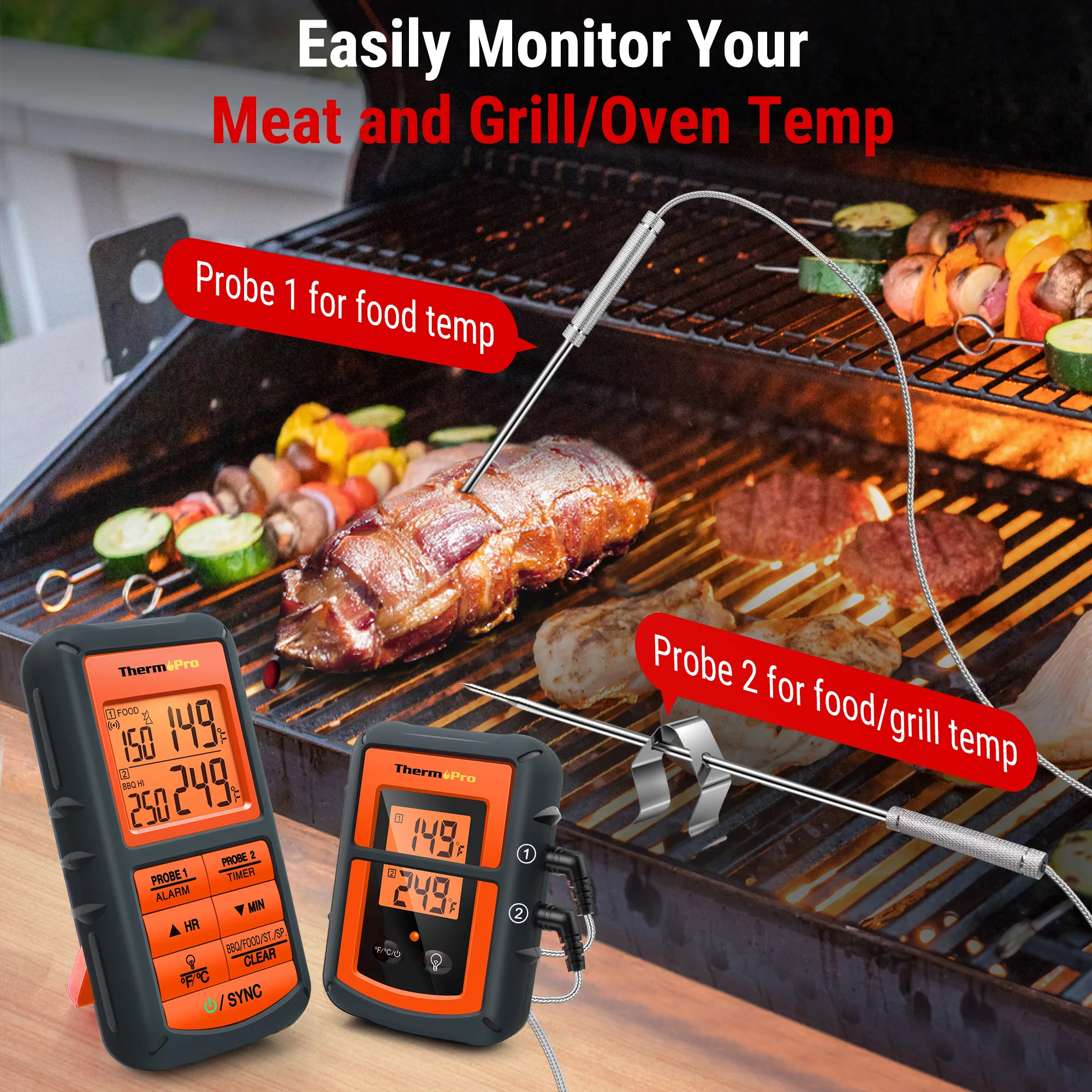 Thermopro Tp920 150m Wireless Meat Thermometer Kitchen Cooking Oven Bbq  Digital Thermometer With Dual Probe For Grilling - Household Thermometers -  AliExpress