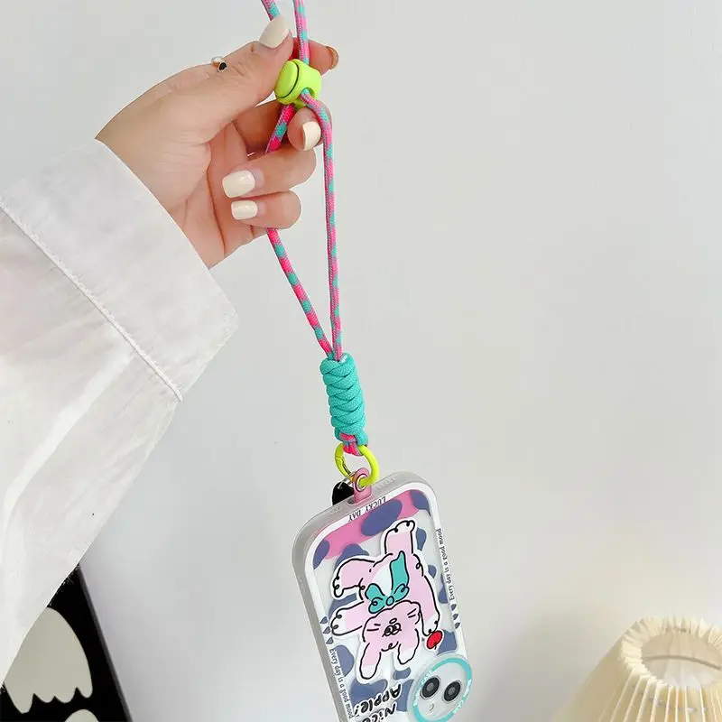 Colorful Detachable Wrist Woven Phone Lanyard with Anti-Loss Hand Strap Pendant
