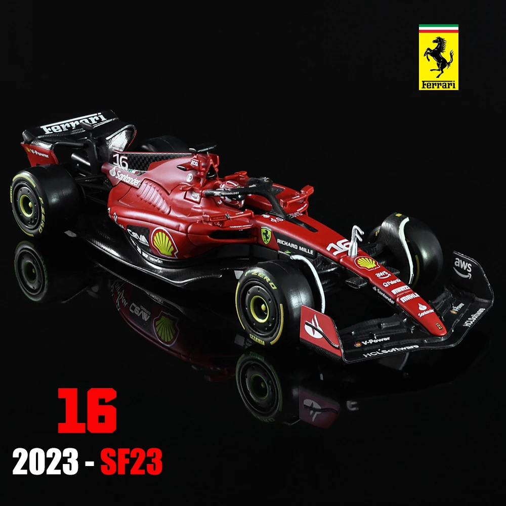 Bburago 1:43 Scuderia Ferrari 2023 SF23 16# Charles Leclerc 55# Carlos Sainz alloy car model toy series collection gift