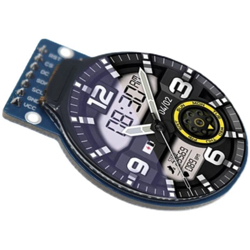 TFT LCD 디스플레이 모듈 부품, 원형 RGB IPS HD 240x240 해상도, GC9A01 드라이버, 4 와이어 SPI 인터페이스 어댑터 보드, 1.28 인치
