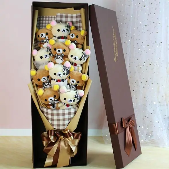 thumbnail image 1 of Graduate Teddy Bear Stuffed Animal Plush Toy Lover Rilakkuma With graduation Flower Bouquet Gift Box Birthday Graduation Gifts, 1 of 4