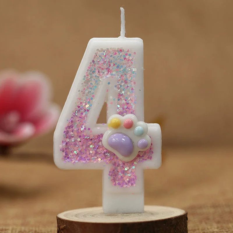 Kreative süße Katzenpfote Kuchen Nummer Geburtstagskerzen rosa Klaue Thema Nummer Kerzen Kuchen Topper Geburtstag Party Kuchen Dekoration – Detail 6