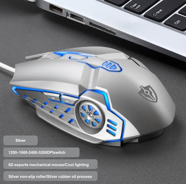 PRINxy Wired Gaming Mouse 6D Colorful LED Breathing 3200 DPI Fashion Mouse  For Laptop Game/Office Mouse Electronics Gadgets Computer Accessories White  