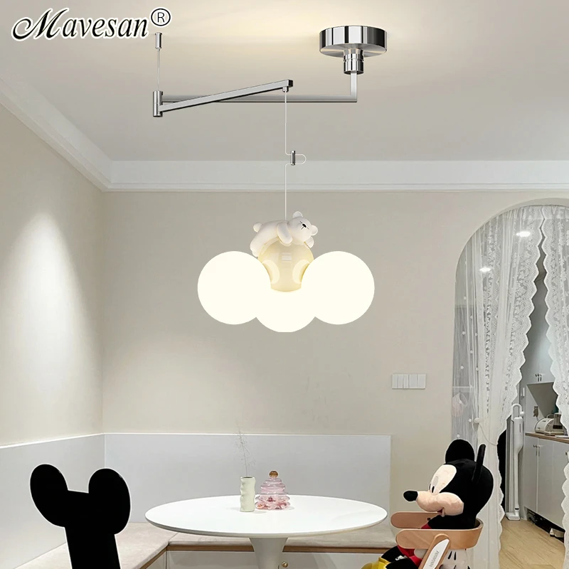 

Cartoon Bear LED Pendant Lamp Modern Minimalist Chandelier Balloon Cute Bedroom Light Creative Atmosphere Children's Room Decor