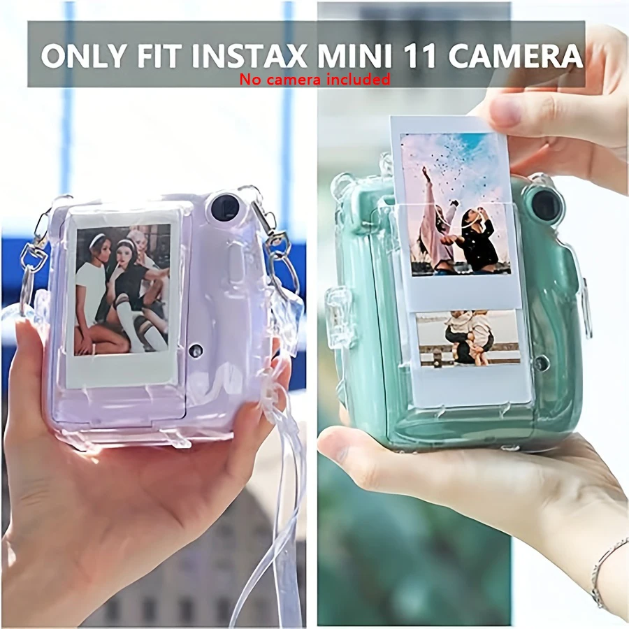 Fujifilm Mini 11 Instant Camera Transparent Case Adjustable Strap Camera Sticker 1 x (without camera)