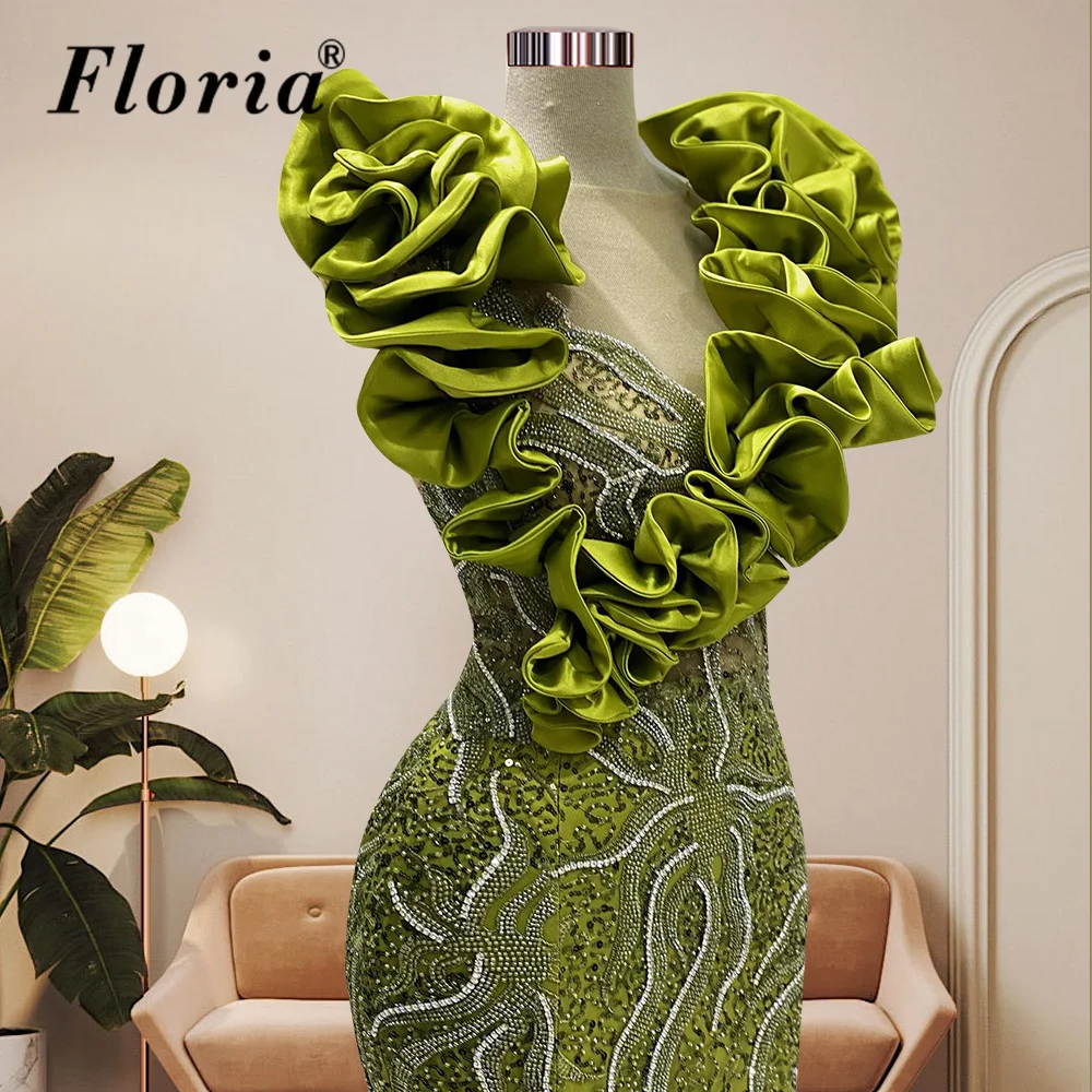 Vintage Green Mermaid Cocktail Dresses Sleeveless Beaded Prom Dresses For Women