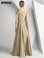 Silk Satin Mother of The Bride Dresses For Wedding One Shoulder Bow Customized Wedding Guest Dress Long Formal Evening Gowns 2