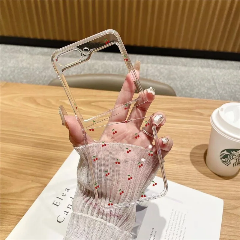 Charming Cartoon Cherry Foldable Phone Case with Transparent Hard Cover