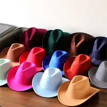 

Europe America Fashion Western Cowboy Hat Men Women Big Brim Outdoor Knight Hat High Quality Imitation Wool Caps