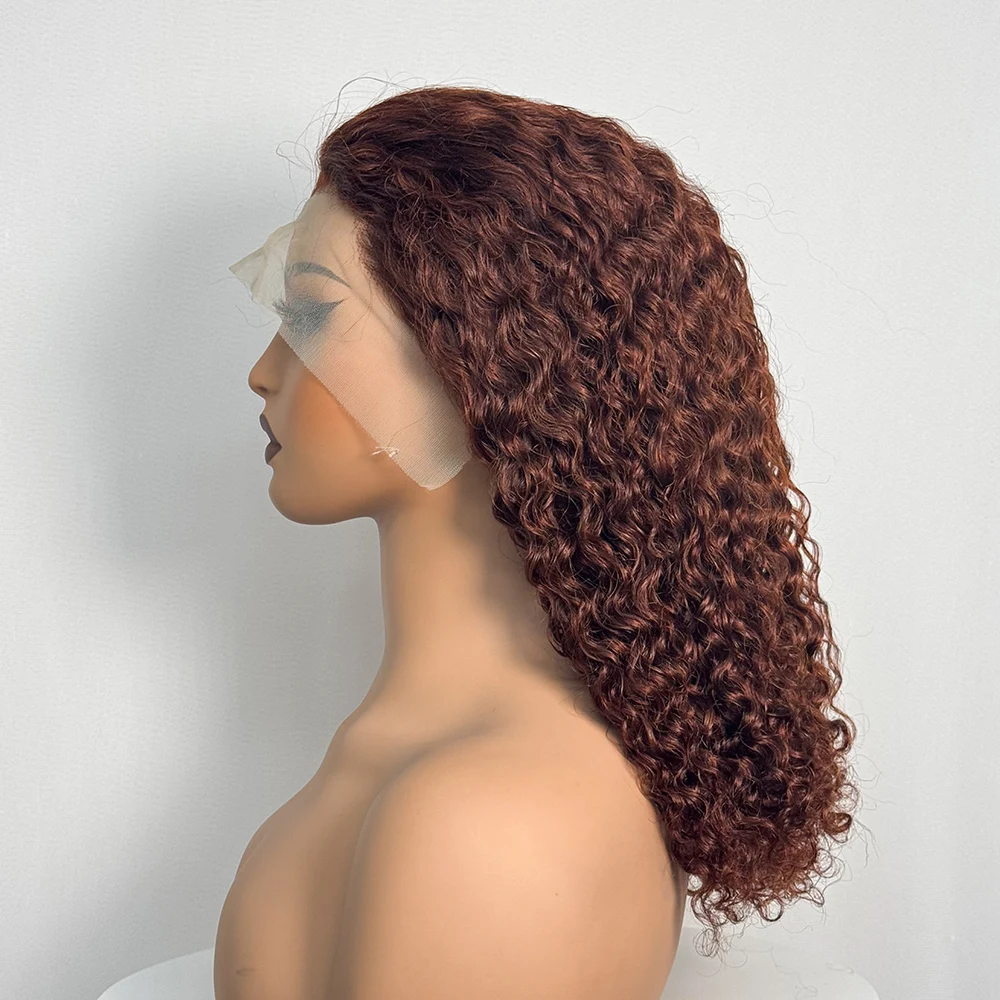 250% Density Double Drawn Ombre 12A 18 Inches Water Wave Curly Human Hair Wigs 13x4 Transparent Lace Frontal Hair Wig for Women