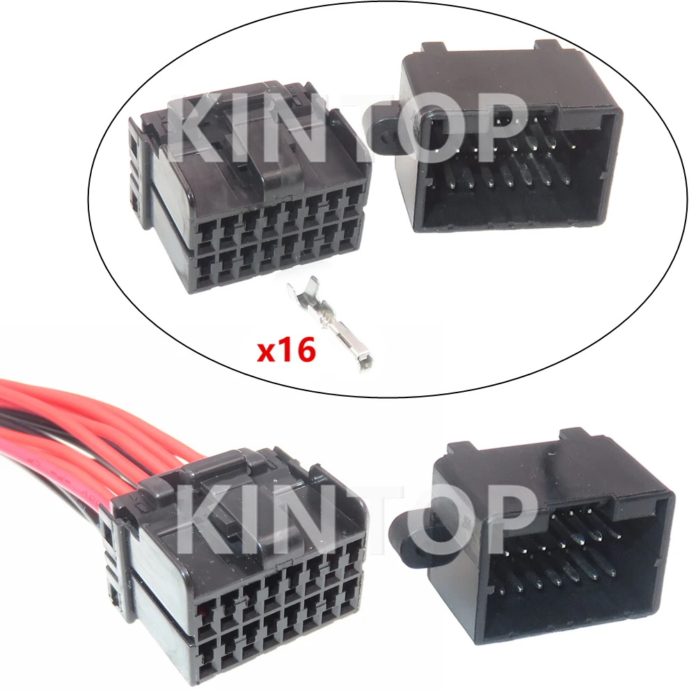 

1 Set 16 Pins Automobile Electrical Socket With Wires 174046-2 174053-2 174046-1 Car PCB Connector Auto Wire Adapter