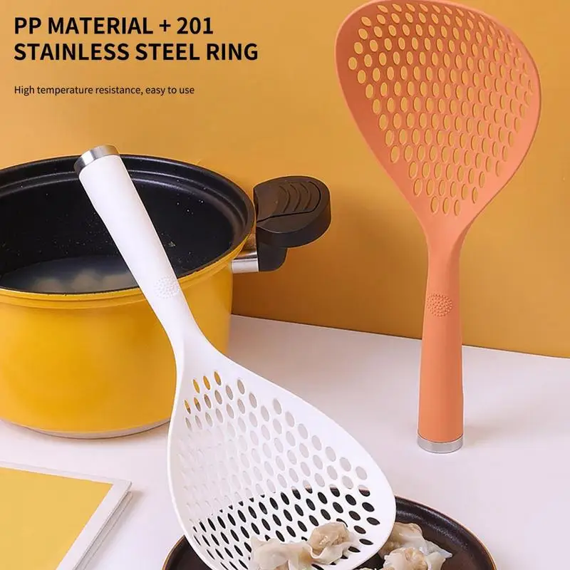 

Большая сетчатая дренажная ложка, многофункциональный ковш-дуршлаг, устойчивый к высоким температурам, плоский ковш для слива лапши-спагетти