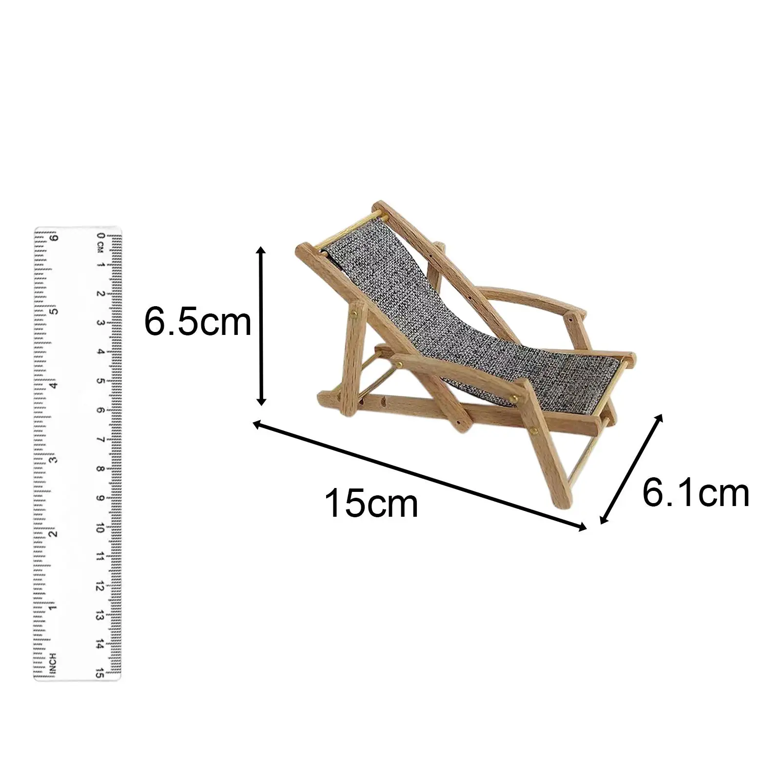 1:12 Outdoor Reclining Chair Wood Dioramas Miniature Chair for DIY Projects