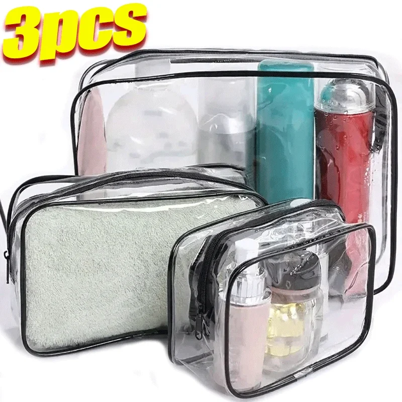 Transparent Makeup Bag PVC Zipper Cosmetic Storage Toiletry Wash For Women