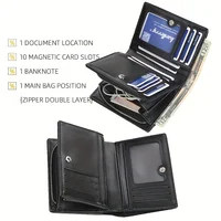New Men PU Leather Short Wallet with Zipper Coin Pocket Vintage Big Capacity Male Short Money Purse Card Holder - Image 2