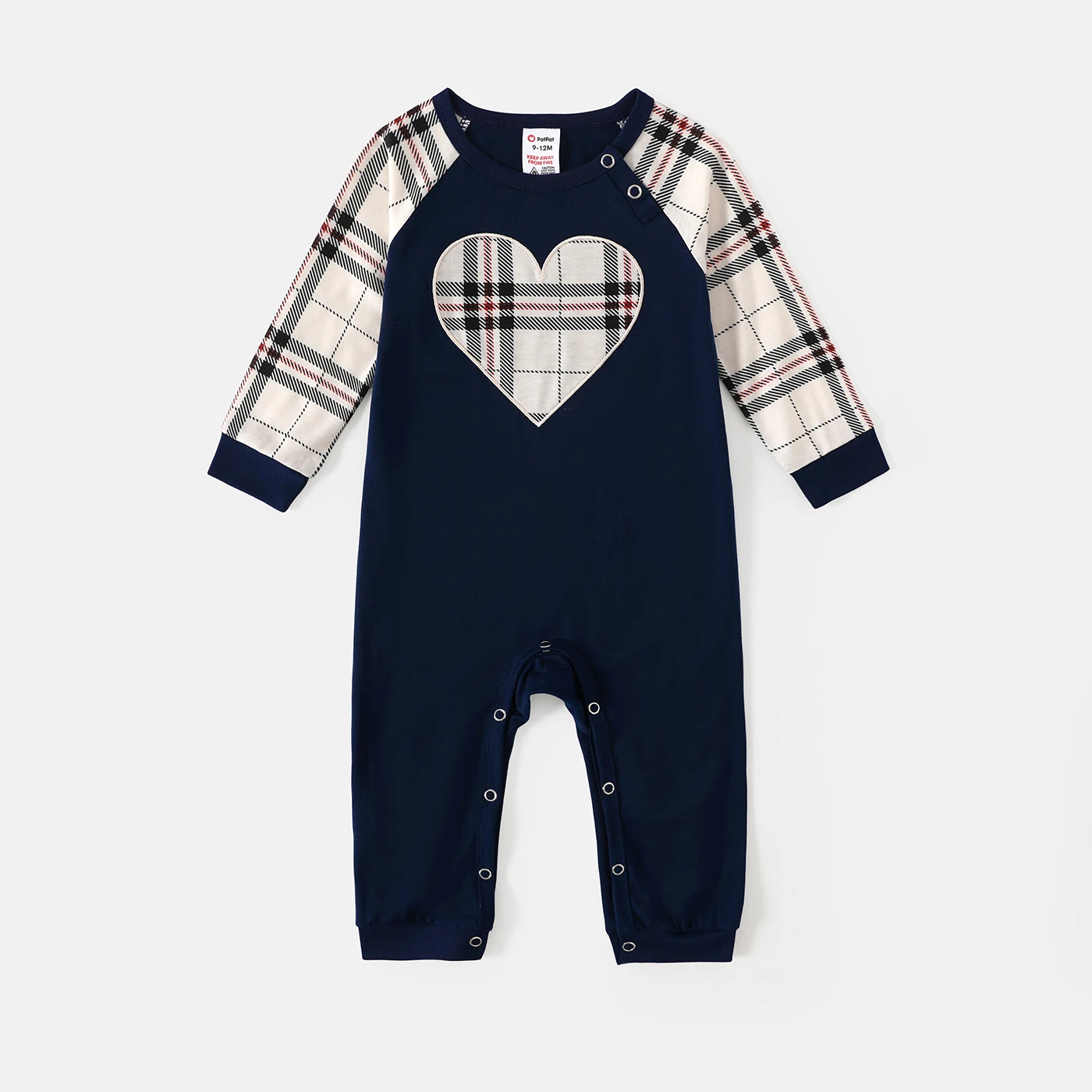 PatPat Family Matching School Grid Letter Print Patch Long Sleeve Pajamas Sets (Flame Resistant) 4