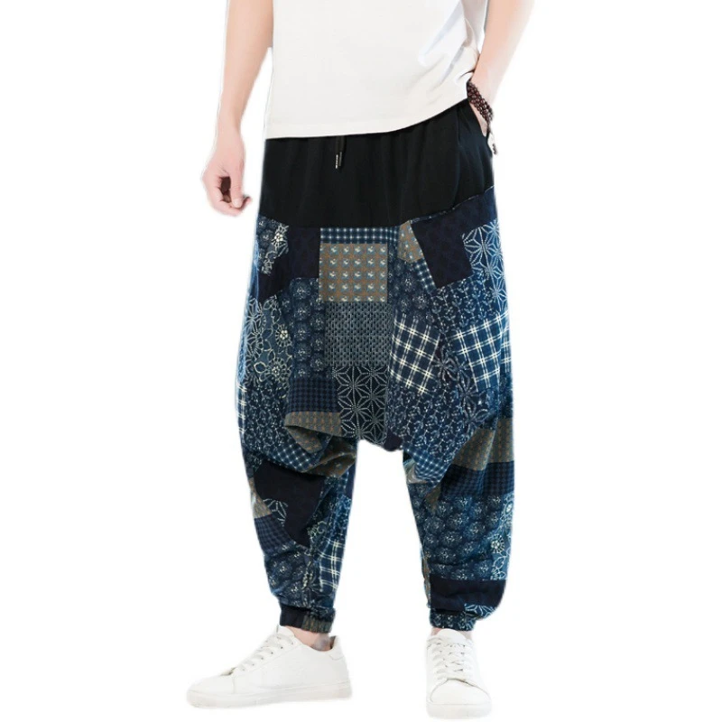 Pantalones bombachos de Yoga para hombre, ropa de calle de algodón y lino con estampado estilo Hippie, bohemio, gitano, Aladdín| | - AliExpress