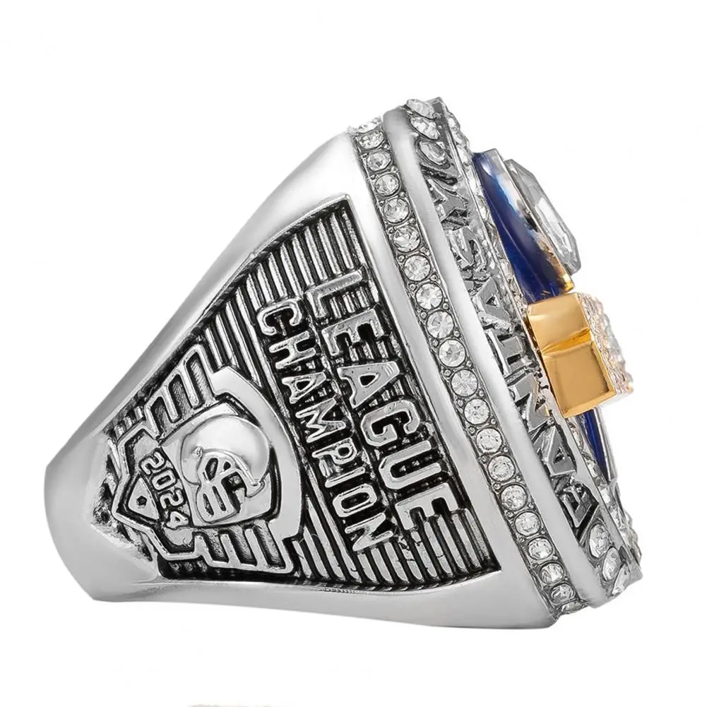 Fantasy Football Championship Ring League Champion Trophy Ring with Wooden Box Award for Winner