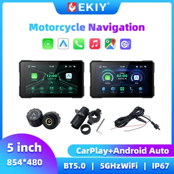 EKIY Monitor Carplay per moto da 5 pollici Carplay wireless Android Display automatico Schermo GPS per moto per navigazione moto