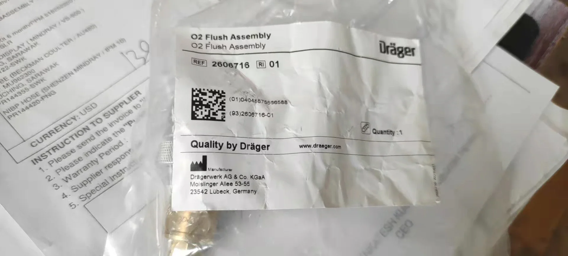 

Новая Оригинальная сборка Drager O2 flush