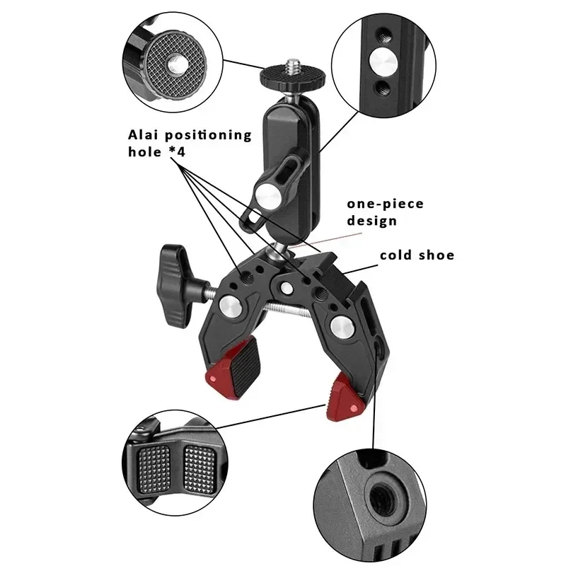 DSLR ī޶ Ϳ Ż  Ŭ, 360      Ŭ, 1/4 3/8 , LED  ĵ