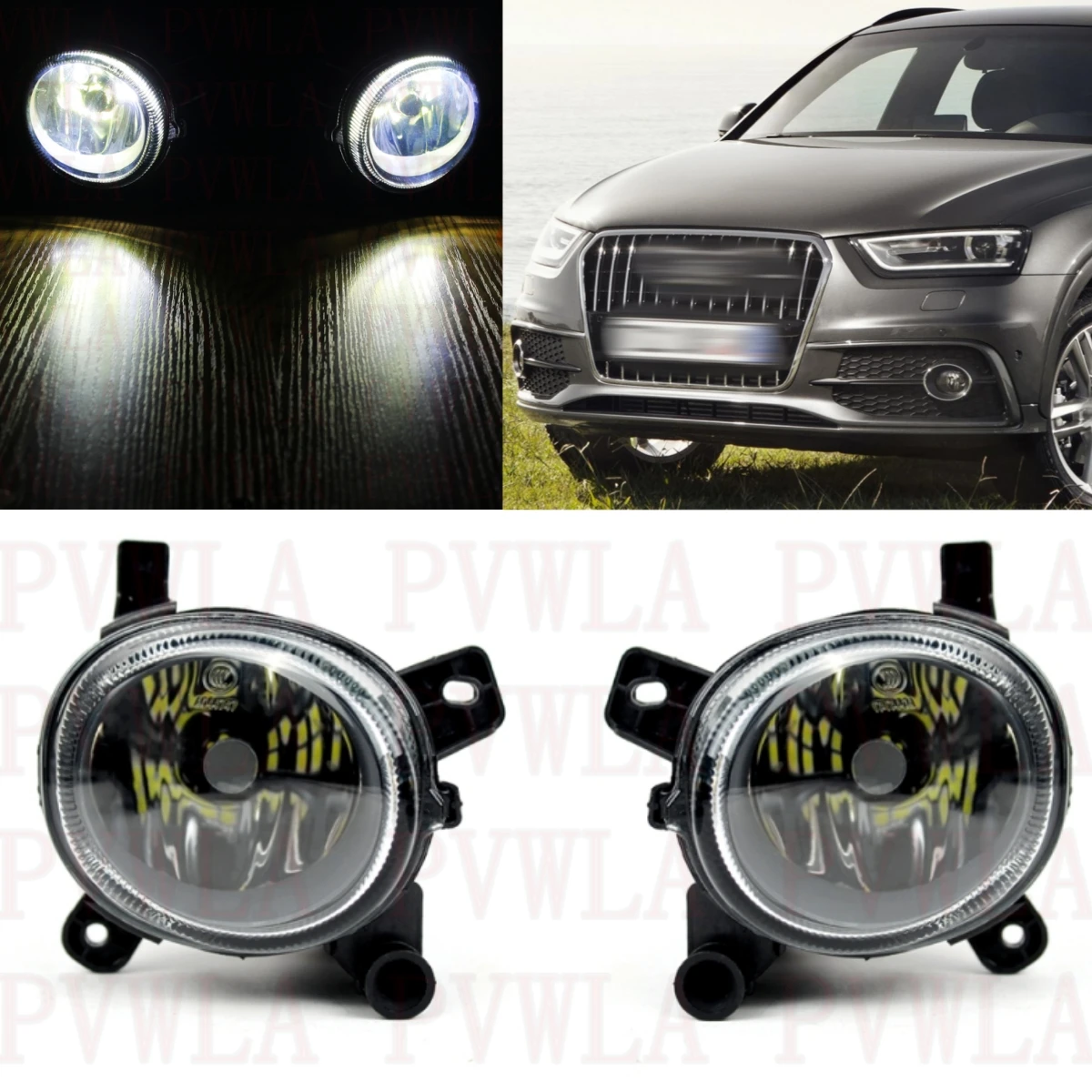 

Pair Front Bumper Fog Lights Lamp With LED Bulbs 8T0941699A 8T0941700 For Audi Q3 2012 2013 2014 2015