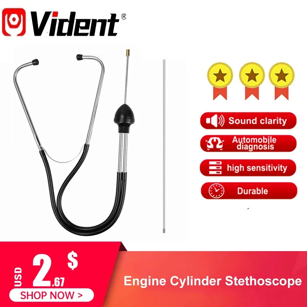 Auto Cylinder Stethoscope Car Engine Block Diagnostic Automotive Hearing Tools Anti-shocked Chromed-steel Mechanics Stethoscope