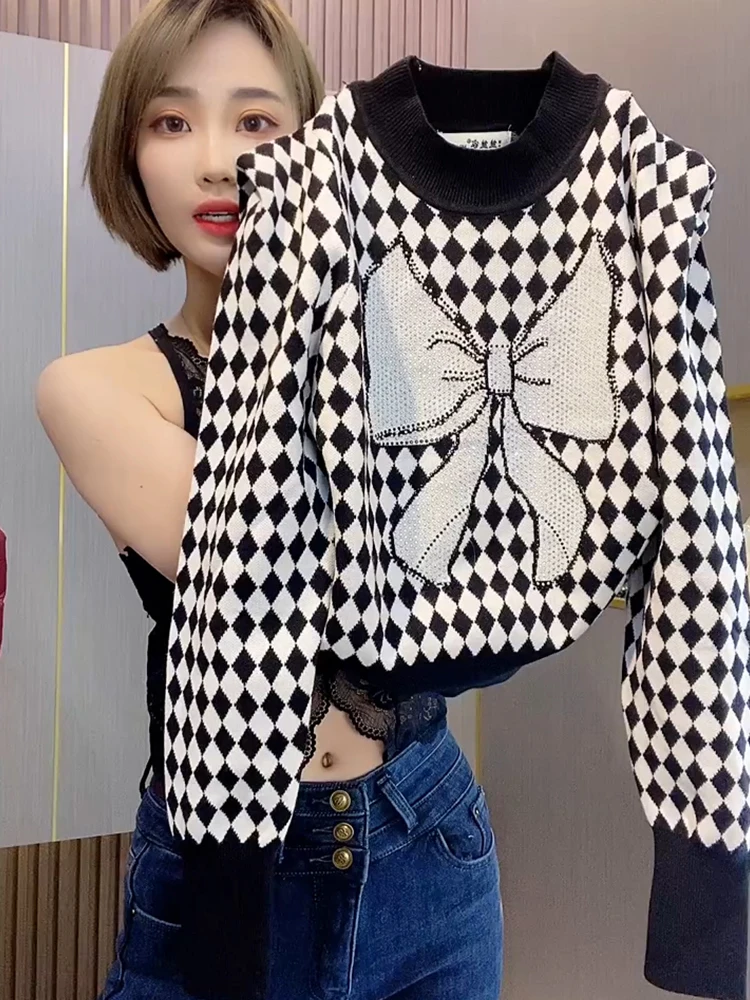 

Женский Зимний пуловер с круглым вырезом, черного цвета