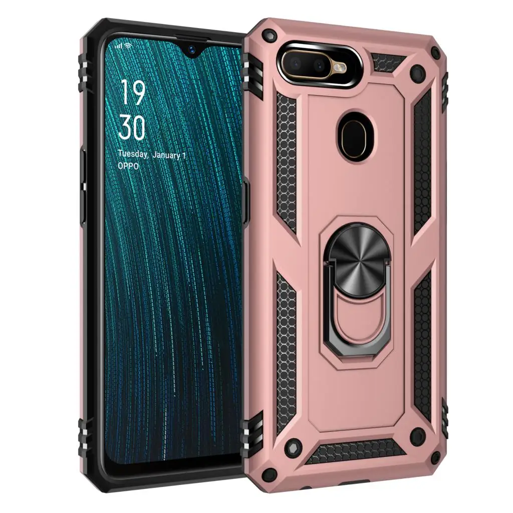 Oppo A12 A12s 케이스 Oppo A5s AX5s 군용 견고한 갑옷, 충격 방지 자석 링 홀더 하드 커버