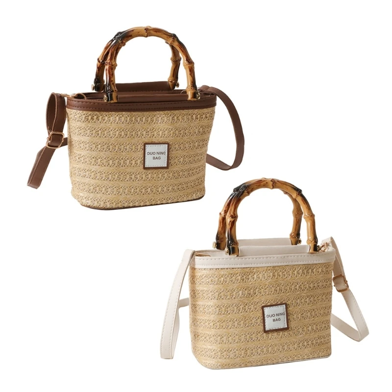 

Модная соломенная плетеная сумка через плечо Сумка-ведро Модная и функциональная для покупок и осмотра достопримечательностей