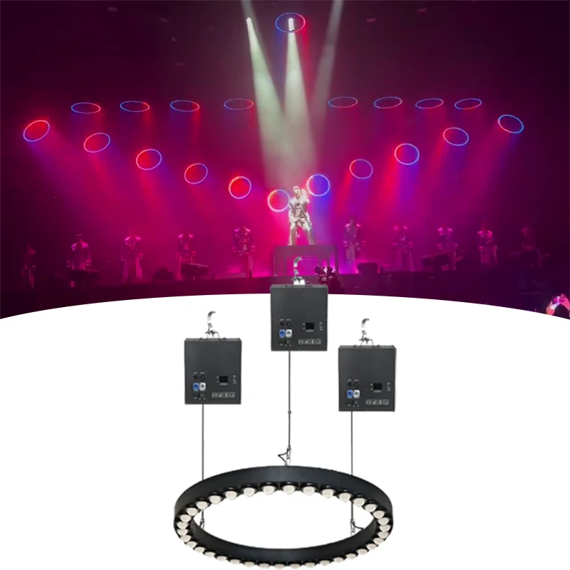 전문가용 키네틱 LED 링 라이트 풀 RGBW 컬러 UV 발광 프로젝션 무대 공연 사진 촬영 DJ 스튜디오 빔