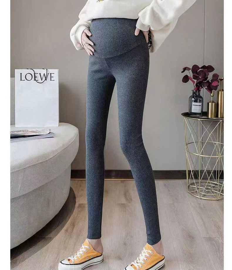 Low-Waist Across Design Maternity Solid Color Leggings Spring Skinny Pants Clothes For Pregnant Women Autumn Pregnancy Trousers 5