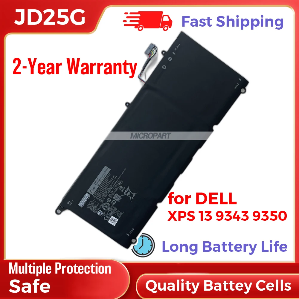 Batteria Sostitutiva Per Laptop 52Wh Jd25G Per Dell Xps 13 9343 Xps 13 9350 7.4V Lunga Durata Della Batteria